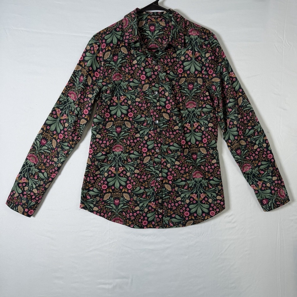 J McLaughlin Size-M‎ Women Shirt Floral Button Cotton Preppy Classic Top